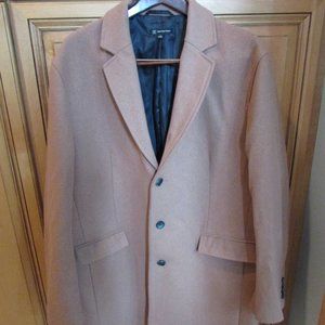 INC Men's Camel Color Overcoat Wool Polyester 3 Button Sz XXL